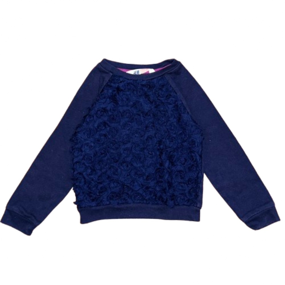 H&M blue long sleeved sweatshirt roses crewneck 3T
